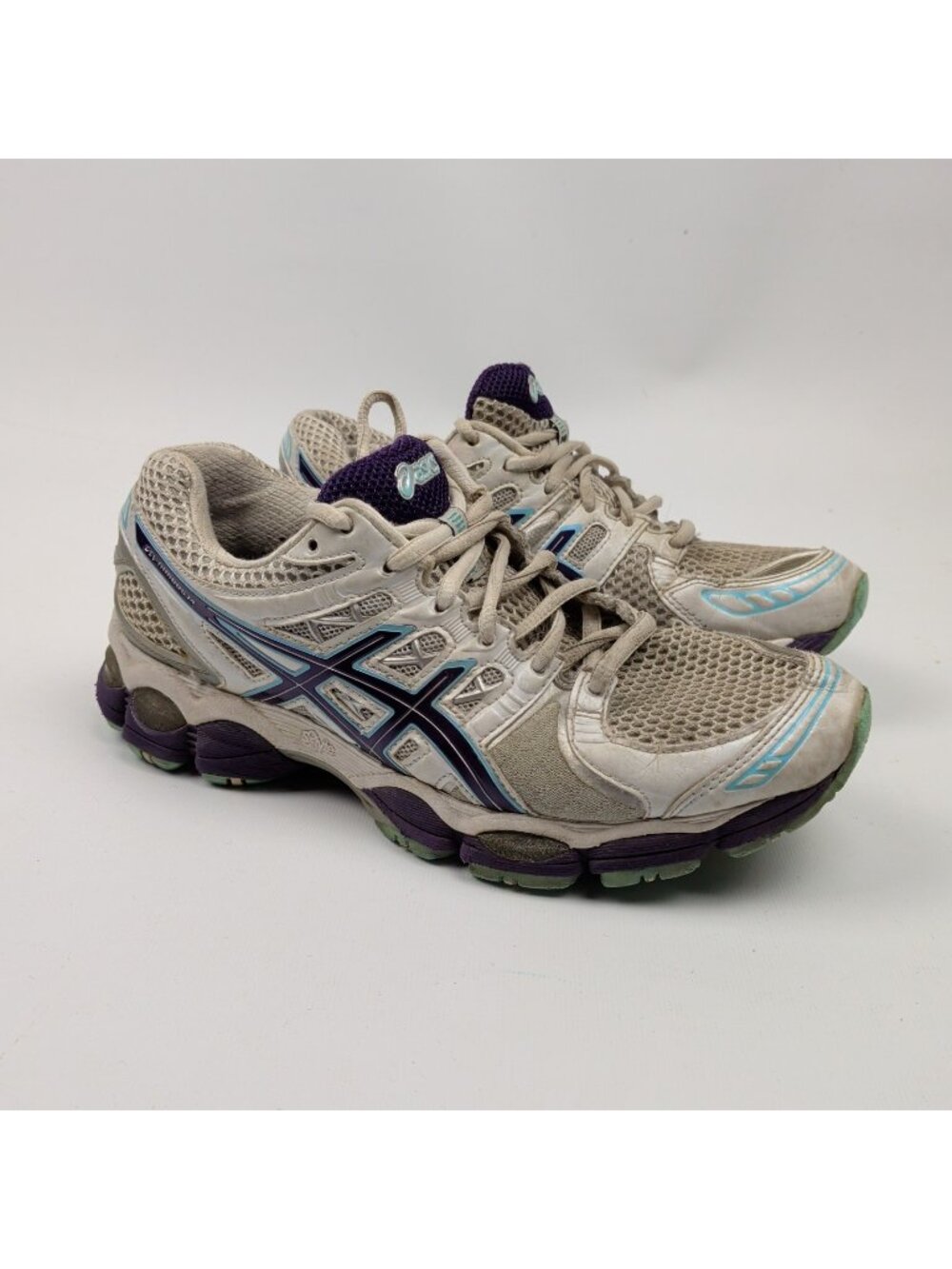 Y2K Asics Gel-Nimbus 14 Wom 7.5 Retro Purple / White Running Shoes Gym Mesh